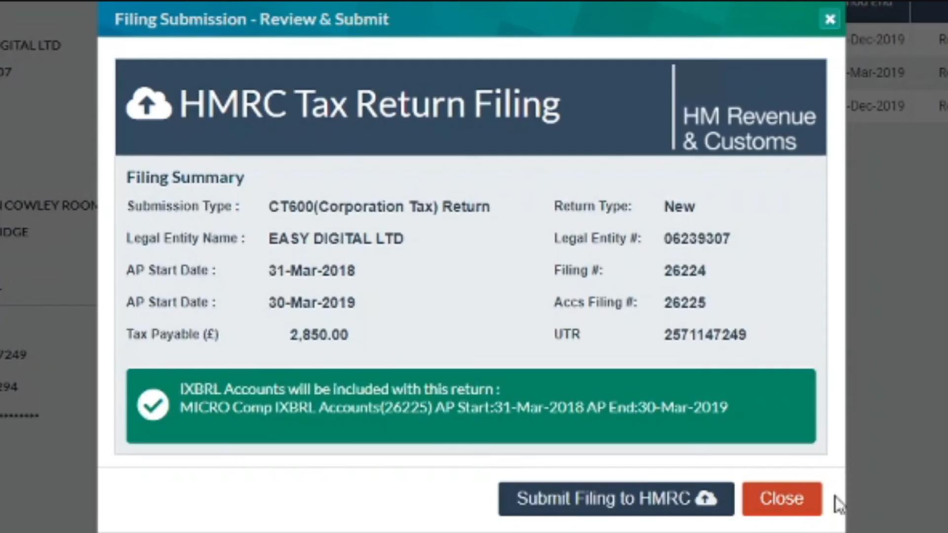 Easy Digital Tax and accounting information - first year accounts
