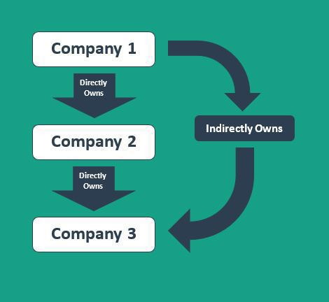 Diagram of direct and indirect ownership in a group