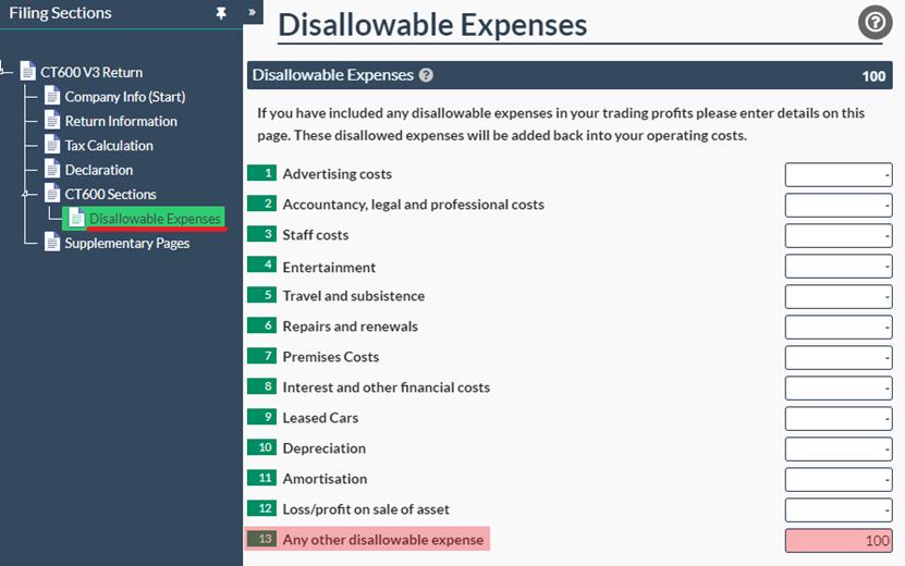 Easy Digital Tax and accounting information -  disallowable expense