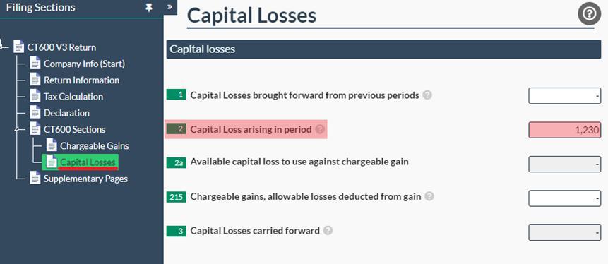 Easy Digital Tax and accounting information -  capital losses