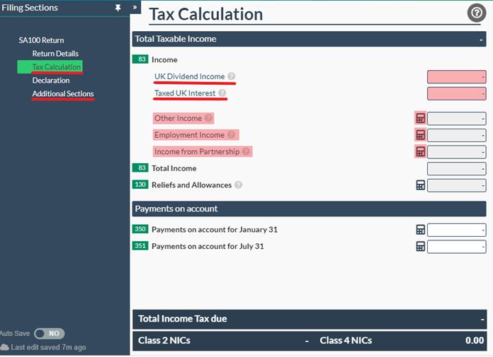 Easy Digital Tax and accounting information - self-assessment return