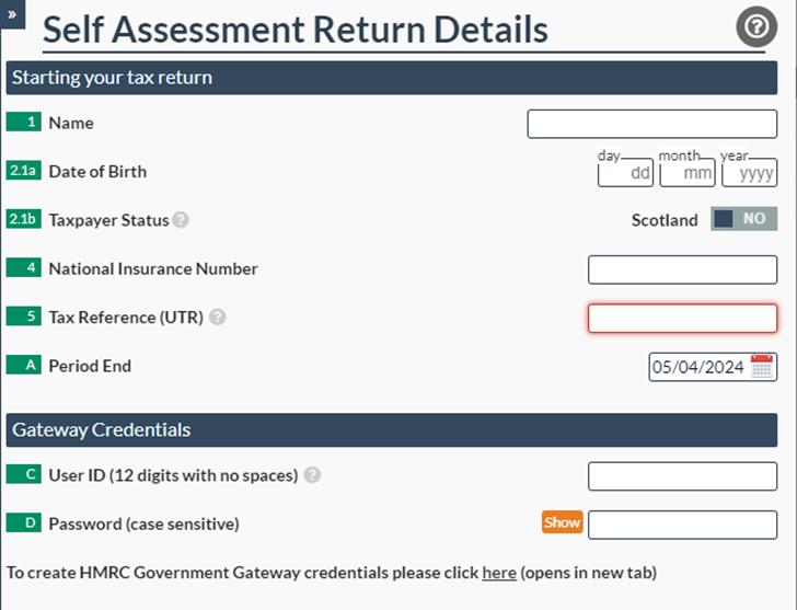 Easy Digital Tax and accounting information - Self-Assessment return