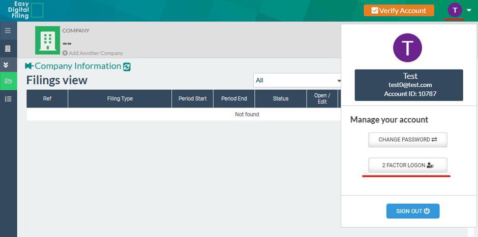 set up 2fa Easy Digital Tax and accounting information - two factor authentication