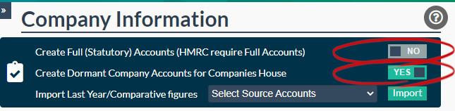 Dormant Company accounts