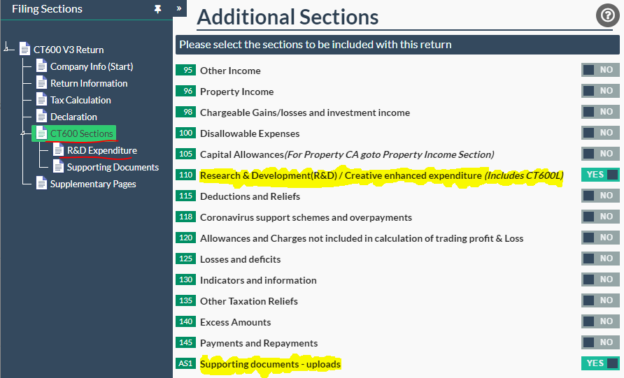 Reporting Research and Development CT600 Filing