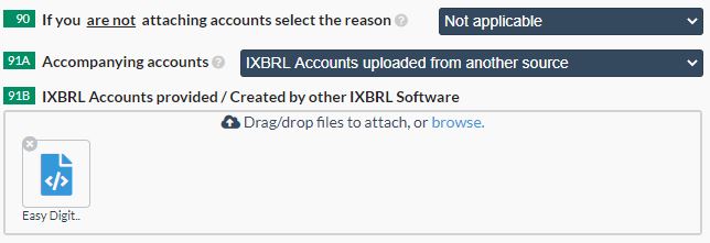 attaching IXBRL Company accounts manually