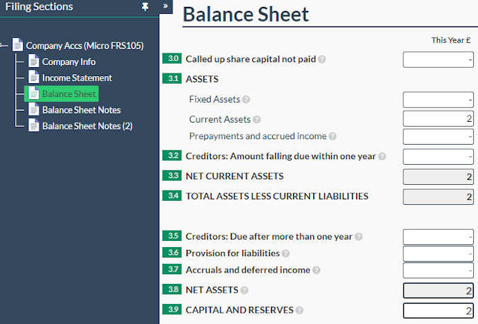 Balance sheet after incorporation