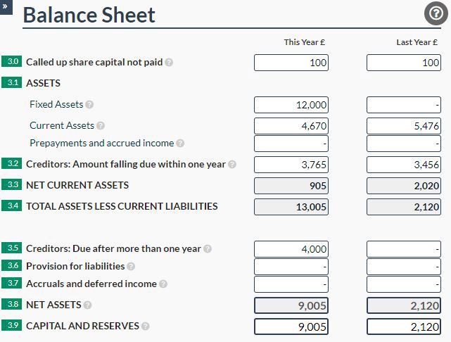 Companies House micro company balance sheet