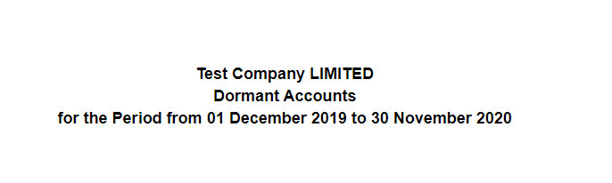Dormant Company accounts