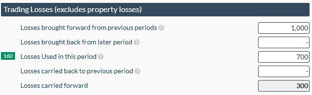 CT600 Losses from later or previous period