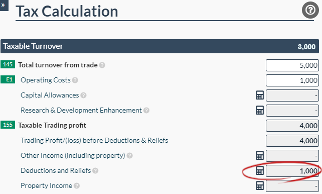Claim deductions and reliefs