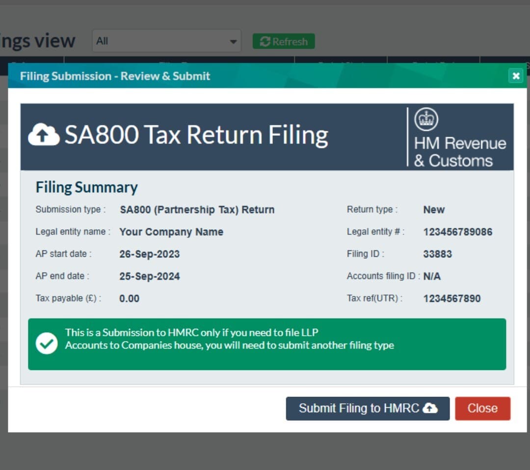 HMRC Filing