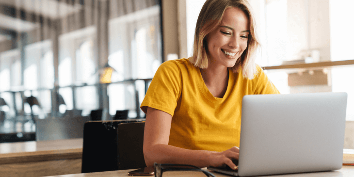 A woman and a laptop