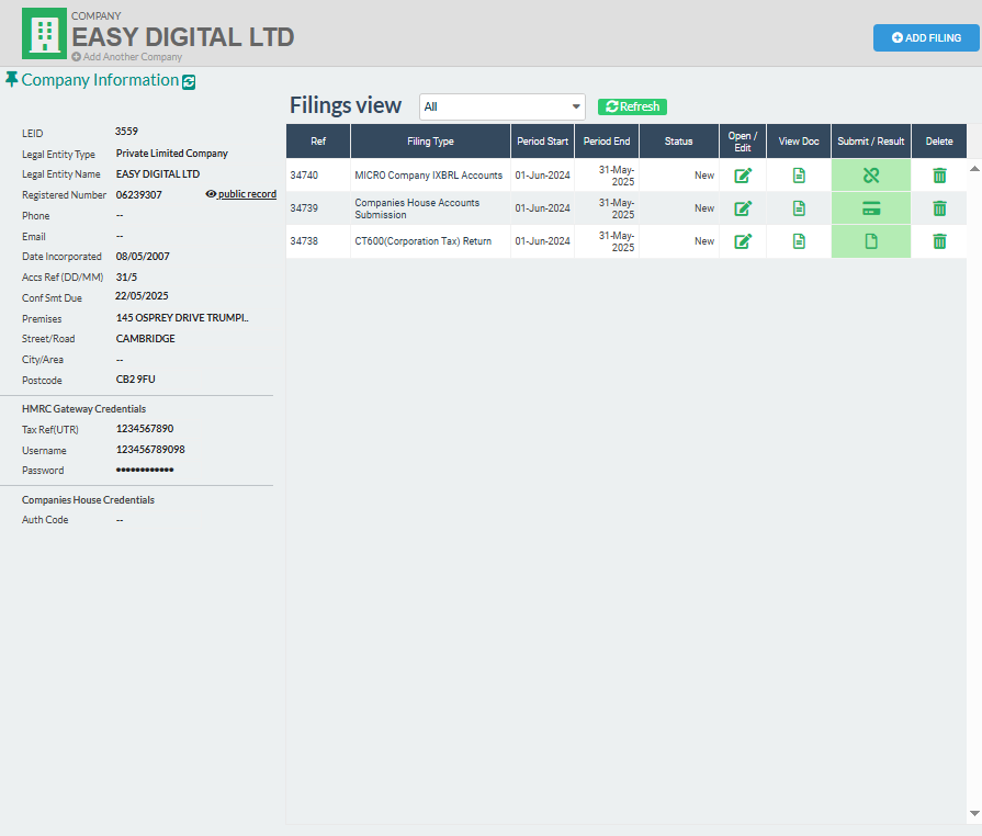 Complete all 3 filing templates by providing your...